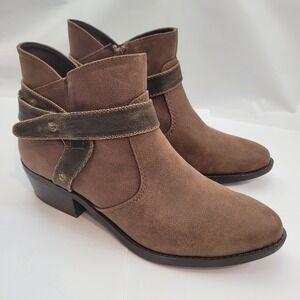 White Mountain Ankle Boots W27992 Sandy Brown Western Harness Booties Womens 8M‎